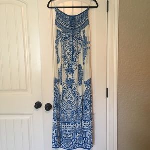 Blue and White/ Cream Maxi Dress